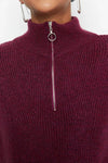 Soft-Textured Zip-Up Knit Sweater