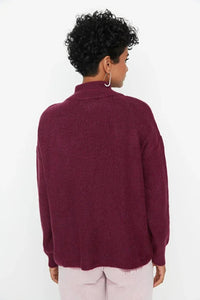 Soft-Textured Zip-Up Knit Sweater