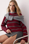 Cropped Basic Striped Oversized Knit Sweater