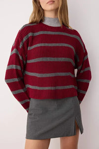 Cropped Basic Striped Oversized Knit Sweater