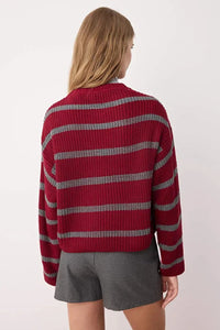 Cropped Basic Striped Oversized Knit Sweater