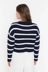 Cropped Basic Striped Oversized Knit Sweater