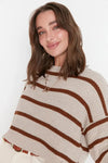 Cropped Basic Striped Oversized Knit Sweater