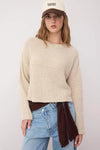 Cropped Basic Striped Oversized Knit Sweater
