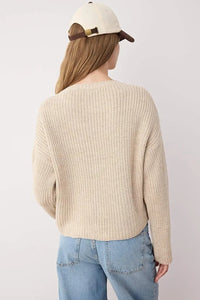 Cropped Basic Striped Oversized Knit Sweater