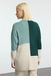 Blocked High Neck Knit Sweater