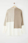 Blocked High Neck Knit Sweater