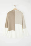 Blocked High Neck Knit Sweater