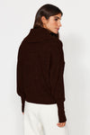 Oversized Draped Collar Zip-Up Knit Cardigan