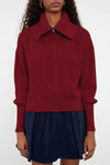 Oversized Draped Collar Zip-Up Knit Cardigan