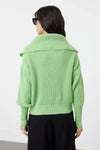 Oversized Draped Collar Zip-Up Knit Cardigan
