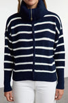 Oversized Draped Collar Zip-Up Knit Cardigan