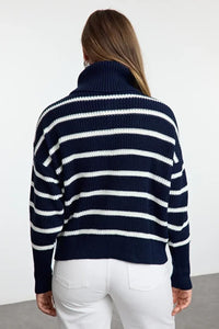 Oversized Draped Collar Zip-Up Knit Cardigan