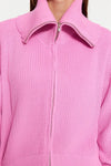 Oversized Draped Collar Zip-Up Knit Cardigan