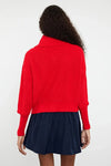 Oversized Draped Collar Zip-Up Knit Cardigan