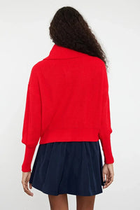 Oversized Draped Collar Zip-Up Knit Cardigan