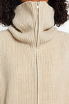 Oversized Draped Collar Zip-Up Knit Cardigan