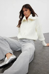 Oversized Draped Collar Zip-Up Knit Cardigan