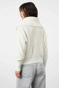 Oversized Draped Collar Zip-Up Knit Cardigan