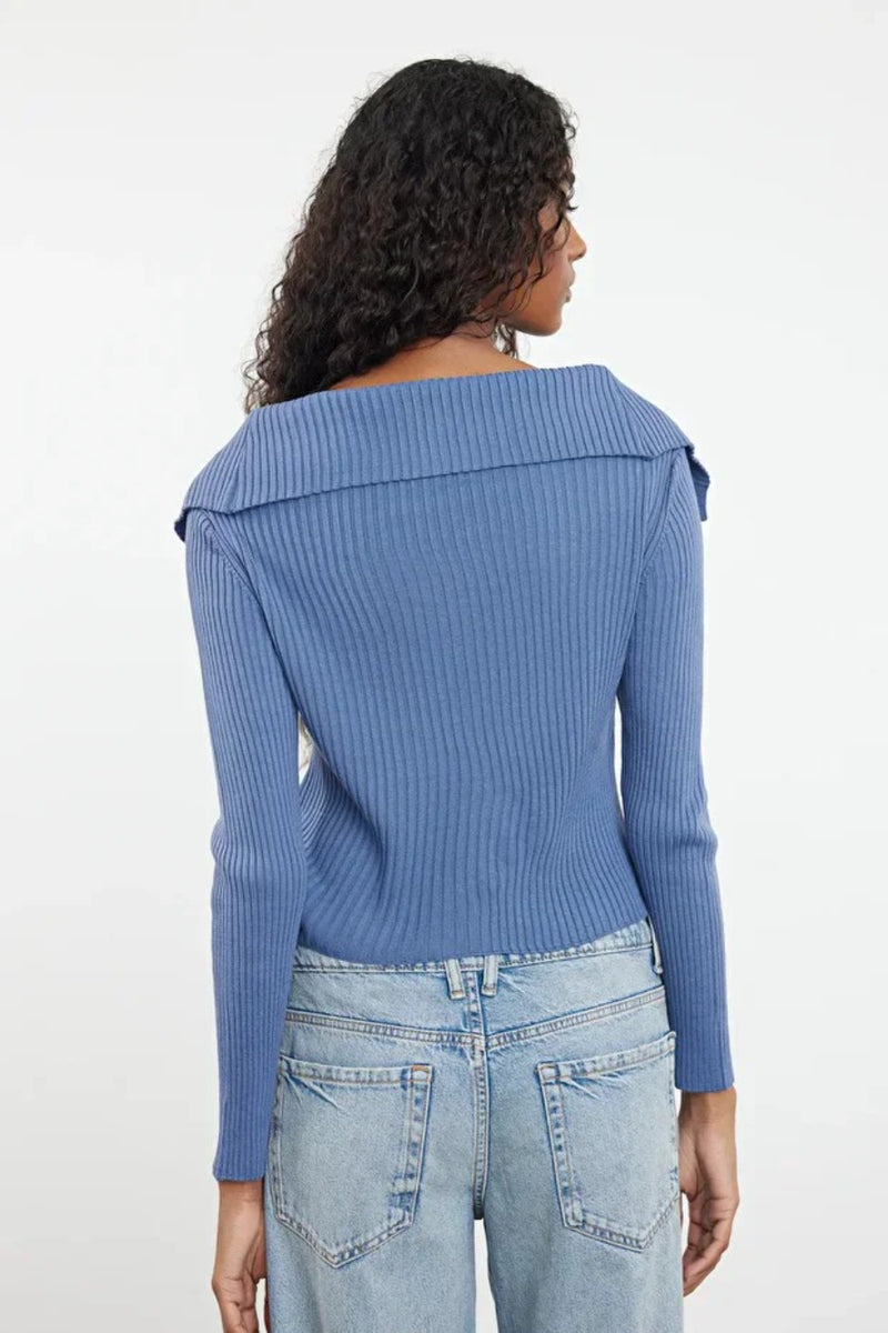 Draped Collar Knit Cardigan