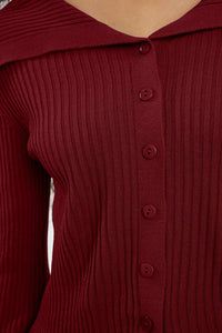 Draped Collar Knit Cardigan