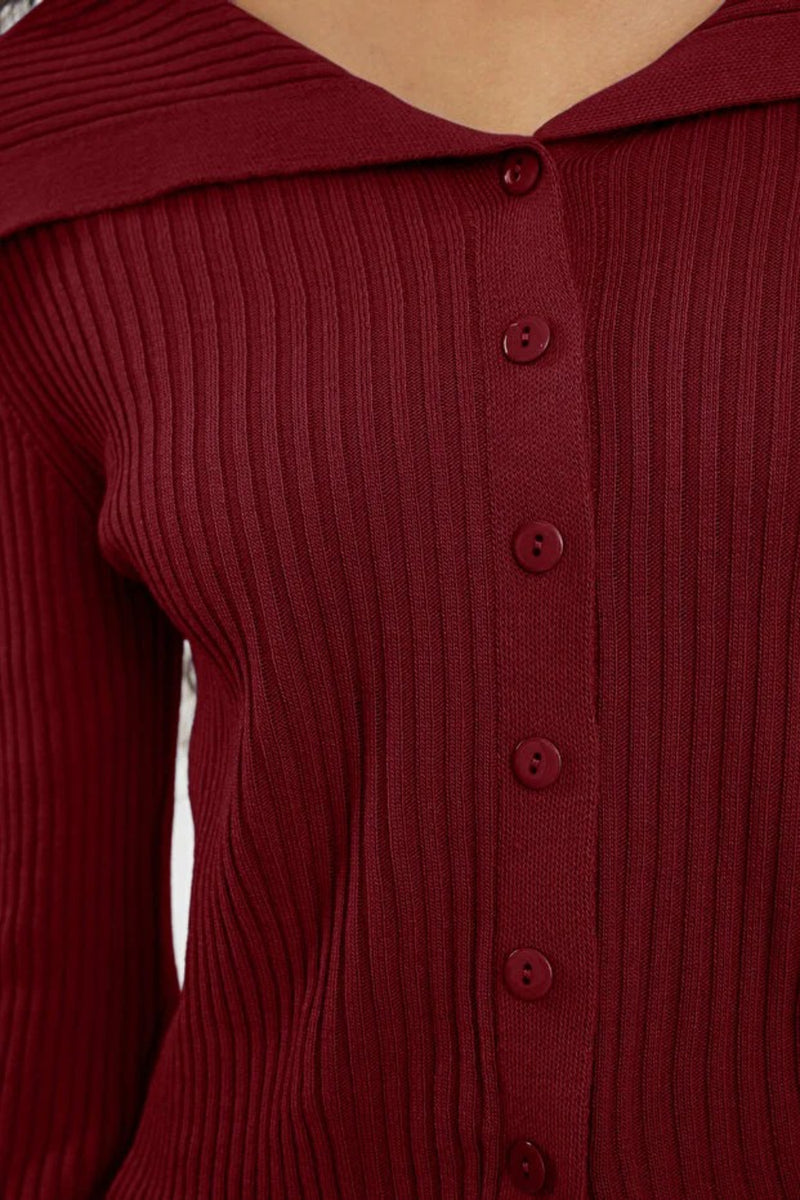Draped Collar Knit Cardigan
