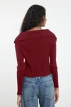 Draped Collar Knit Cardigan