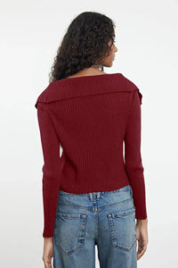 Draped Collar Knit Cardigan