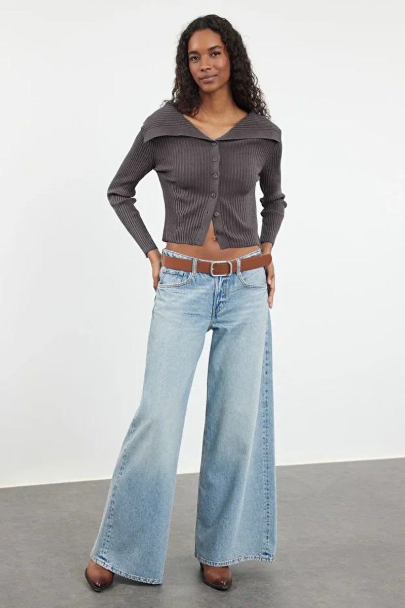 Draped Collar Knit Cardigan
