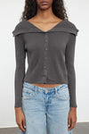 Draped Collar Knit Cardigan