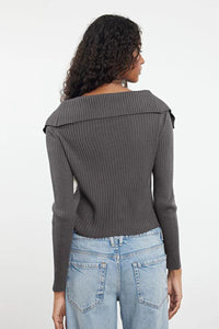Draped Collar Knit Cardigan