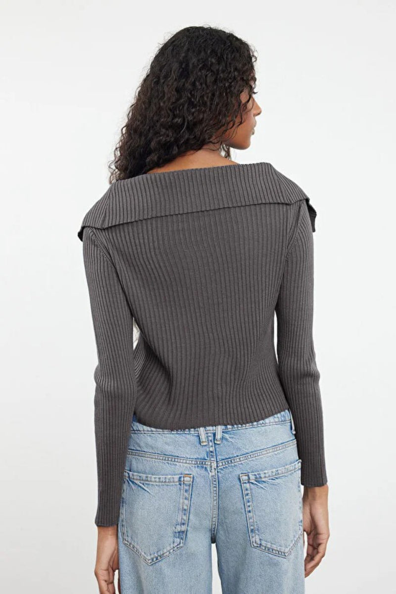 Draped Collar Knit Cardigan