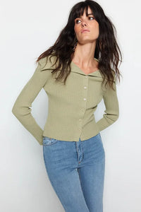 Draped Collar Knit Cardigan