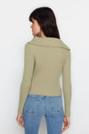 Draped Collar Knit Cardigan