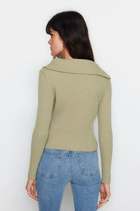 Draped Collar Knit Cardigan