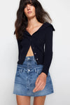 Draped Collar Knit Cardigan