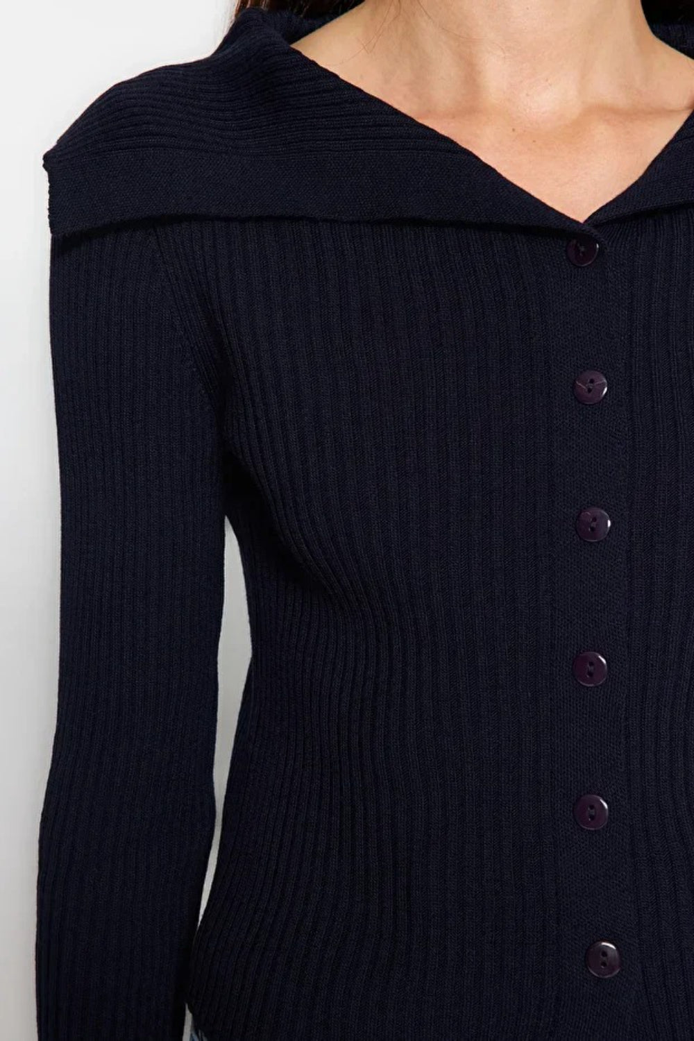 Draped Collar Knit Cardigan