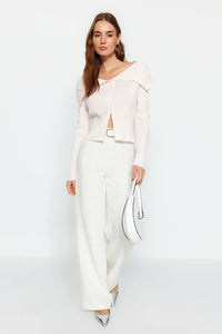 Draped Collar Knit Cardigan