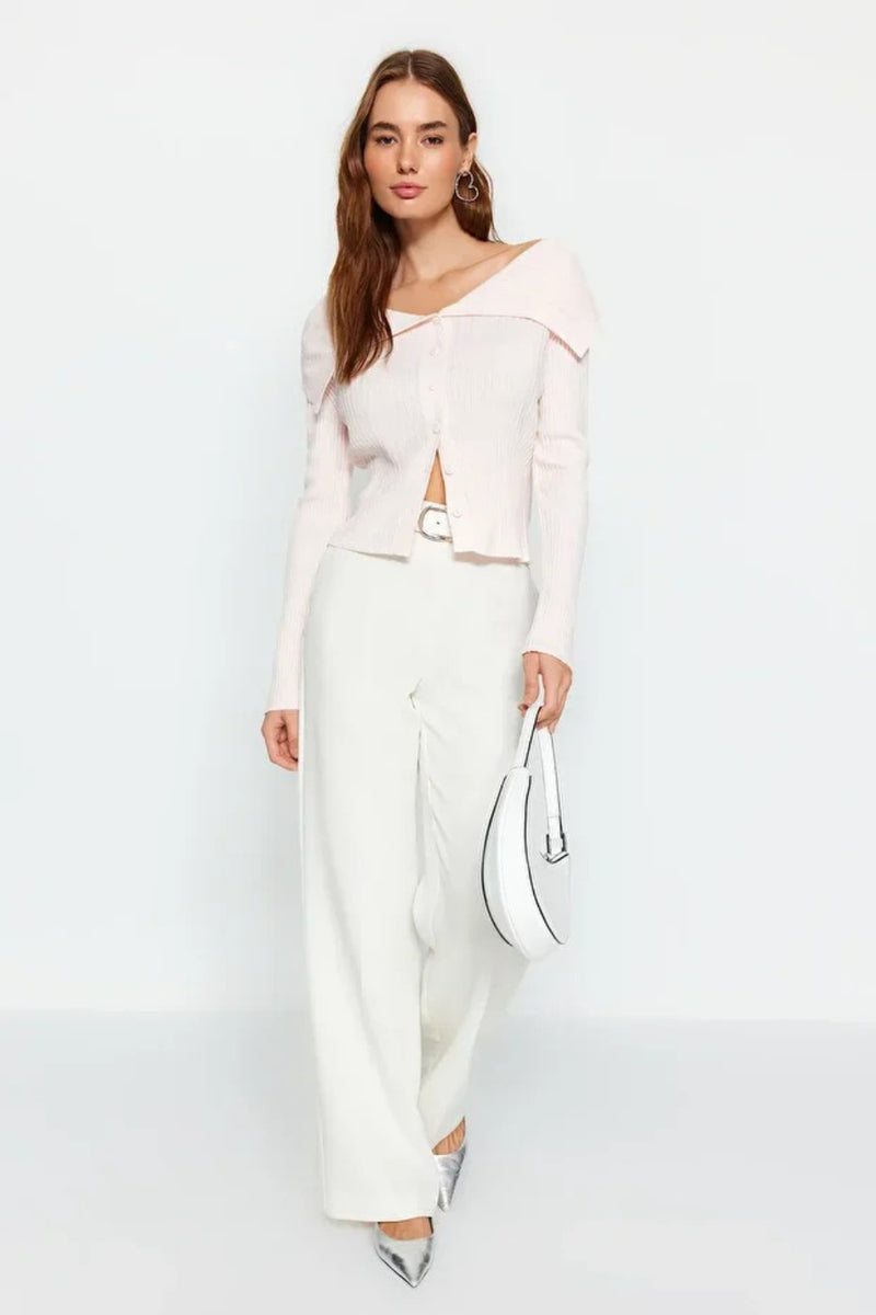 Draped Collar Knit Cardigan
