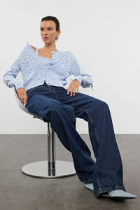 Openwork Knit Cropped 2-Piece Top & Cardigan Set