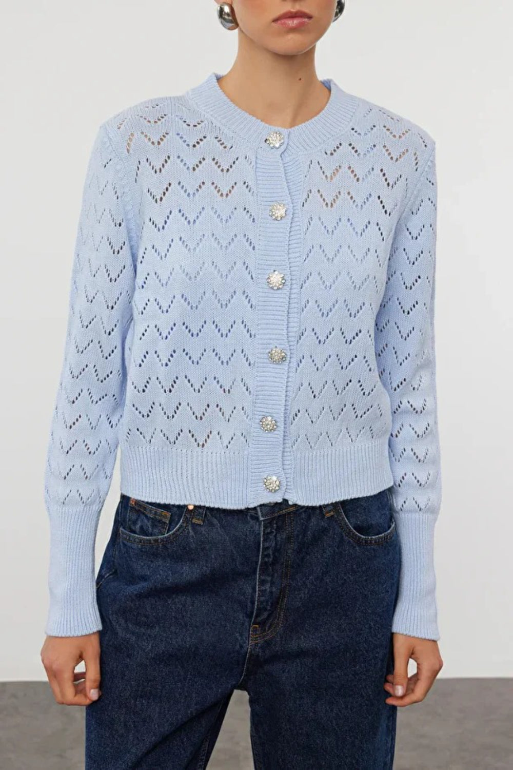 Openwork Knit Cropped 2-Piece Top & Cardigan Set