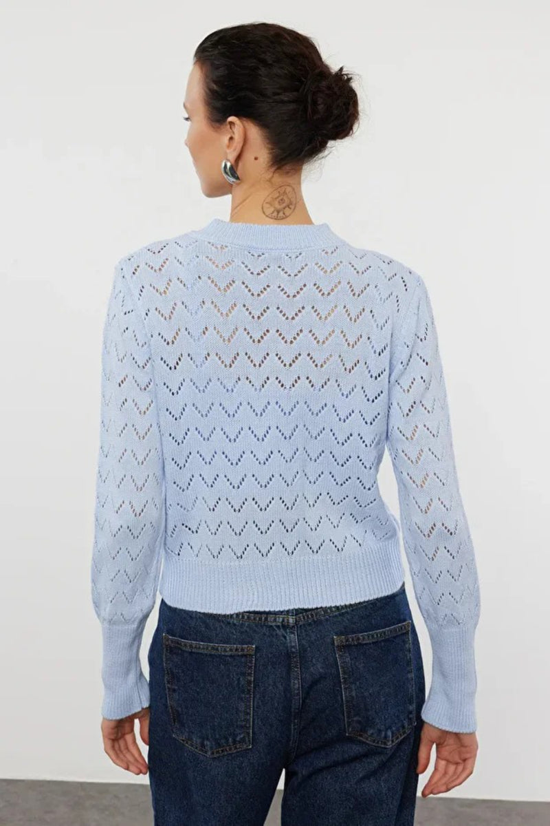 Openwork Knit Cropped 2-Piece Top & Cardigan Set