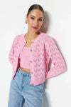 Openwork Knit Cropped 2-Piece Top & Cardigan Set