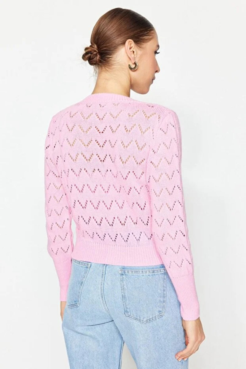 Openwork Knit Cropped 2-Piece Top & Cardigan Set