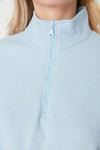 Knitted-Look Zip Collar Regular Fit Sweatshirt