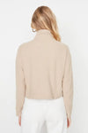 Knitted-Look Zip Collar Regular Fit Sweatshirt