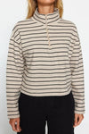 Knitted-Look Zip Collar Regular Fit Sweatshirt