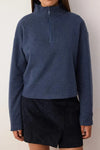 Knitted-Look Zip Collar Regular Fit Sweatshirt