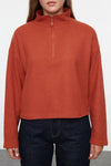 Knitted-Look Zip Collar Regular Fit Sweatshirt