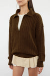 Soft-Textured Viscose Polo Neck Knit Sweater